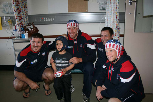 Members of the USA RWC team visit Taranaki Base Hospital